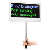 Hand holding a digital display board
